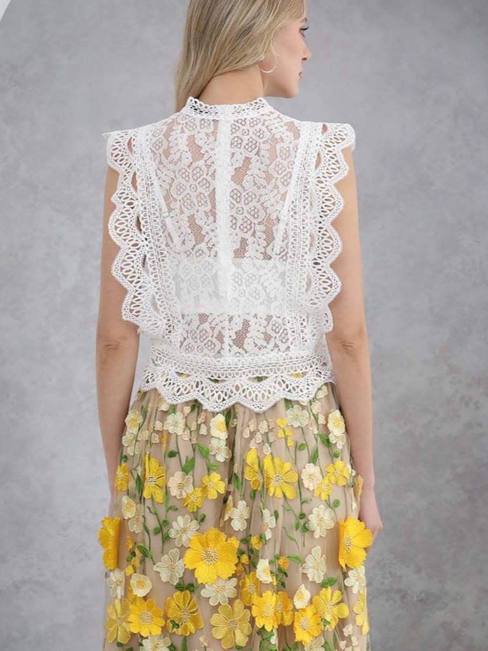 Sassy Start Sleeveless Crochet Lace Top in White- Chicwish - Picture 3 of 10